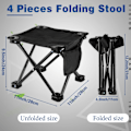 Miniatyrbilde 4 av 5: 2 stk Campingkrakk Små Lettvekt Stabile Bærbare Krakk med Sidelomme Komfortable Foldbare Stoler for Camping Fiske