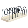 Miniatyrbilde 1 av 5: Oppvaskstativ Organizer Multifunksjonell Avtakbar U-formet Spor Lokkholder Kopp Tørkestativ Kjøkkentilbehør Navy Blue