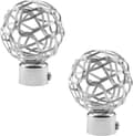 Sett med 2 dekorative hule gardinstangknopper i metall - Indre diameter: 25 mm - Sølv