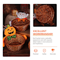 Miniatyrbillede 1 af 5: 2 stk Halloween Græskar Kurv Trick or Treat Kurv Rattan Rund Frugtkurve Flettet Opbevarings skåle Brødkurv