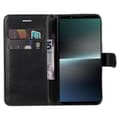 Miniatyrbild 2 av 5: For Sony Xperia 1 V Case Solid Color Leather Phone Cover Wallet Stand with Strap - Black