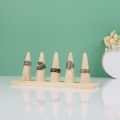 Miniatyrbillede 4 af 4: 1 Sæt Finger Ring Stativ Smykke Display Holder Showcase Display Stativer 17.8*3.1*2.3\", massivt træ