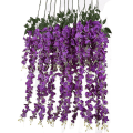 Miniatyrbillede 1 af 5: Kunstig Silke Wisteria Vine Ratta Silke Hængende Blomst Bryllupsdekoration, 6 Stykker, (lilla)