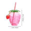 Miniatyrbillede 2 af 3: 2 stk. Frugt Vandflaske Tropisk Luau Party Tilbehør Ananas Kold Tumbler Jordbær Formet Kopper Rosy12X9CM Rosy 12X9CM
