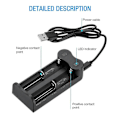 Miniatyrbillede 3 af 5: 21700 26650 18650 16340 18500 32650 3.7v Genopladeligt Li-ion Batteri Usb 2-Plads Oplader LANG