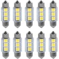 10 stk 36MM 12V 3 SMD 5050 LED Festoon Dome Bilinteriør Lyspærer Hvit