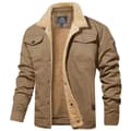Herr tykk termisk vinterfleeceforet krage cargo jakke khaki khaki M khaki M