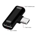 Miniatyrbillede 3 af 5: 2-i-1 USB-C-splitter, Type C han til dobbelt Type C hun til hovedtelefoner og opladning