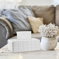 Miniatyrbild 4 av 5: Rektangulär servettlåda i läder White