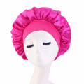 Miniatyrbillede 1 af 3: Silke Bonnet til Søvn, Satin Hår Bonnetter, Blød Elastisk Bånd Silke Søvn Hætte, Silke Hår Wrap til Krøllet Hår New Rose Red 1pcs