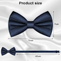 Miniatyrbilde 2 av 7: Herrefluga, klassisk ensfarget sløyfe for menn, sateng smoking sløyfe, justerbar formell sløyfe for fest, bryllup Dark blue