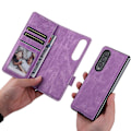 Miniatyrbilde 3 av 4: Fullstendig beskyttende magnetisk skinndeksel kompatibelt med Samsung Galaxy Z Fold 3 med kortsporstativ. Black