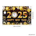 Miniatyrbild 2 av 5: Svart guld Happy New Year-banderoll för 2025 Nyårsafton Dekoration, lätt att skapa en stark nyårs nedräkningsatmosfär