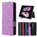 Miniatyrbilde 1 av 3: Fullstendig beskyttende magnetisk skinndeksel kompatibelt med Samsung Galaxy Z Fold 3 med kortsporstativ. Purple