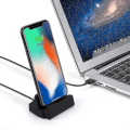 Pikkukuva 3 / 5: Iphone-työpöydän lataustelakka, nopea lataus ja datan synkronointi, musta