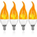 4-pak 3W E14 LED-flammepære, 3 lystilstande, dekorativ pære