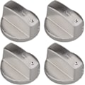 Miniatyrbilde 1 av 5: Gasskran, 4 stk Metall 6mm Universal Sølv Gasskomfyr Adapterknapp Kontrollbryter Matlaging Kontrollflate Lås