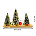 Miniatyrbilde 4 av 5: Mini Juletrær, Små Bordjuletrær med Lyspynt Kuler og Trebase, Kunstige Miniatyr Juletrær