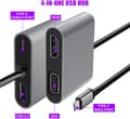 Miniatyrbilde 2 av 5: USB C til Type C, 4-i-1 USB-hub, dobbel skjermvisning, USB C til 4K HDMI/HDTV, VGA-adapter, USB 3.0-lading