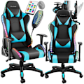 Miniatyrbillede 1 af 11: tectake Gamerstol Tartaros, LED, massagefunktion -  sort/azur Azure