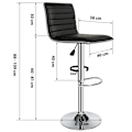 Miniatyrbillede 8 af 8: tectake Barstole, sæt med 2 stk., i kunstlæder og krom 60-81cm Black