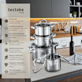 Miniatyrbillede 2 af 11: tectake Grydesæt Turin 15-dele, rustfrit stål, egnet til induktion Silver