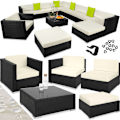 Miniatyrbillede 1 af 11: tectake Polyrattan loungesæt Las Vegas -  sort Black