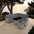 Miniatyrbillede 4 af 11: tectake Polyrattan havemøbelsæt Barletta -  grå/beige Beige