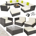 Miniatyrbillede 1 af 11: tectake Polyrattan loungesæt Las Vegas -  grå Grey