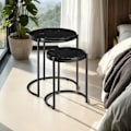 Miniatyrbillede 4 af 9: Sidebord Ellsa, marmorplade, stålramme - sort/sort,Sæt med 2 stk. Black
