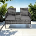Miniatyrbillede 3 af 9: tectake Polyrattan havestole med bord -  grå/lysegrå Light grey