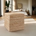 Miniatyrbillede 3 af 10: tectake Håndlavet puf Banno Cube i jute, firkantet, boho-stil Beige