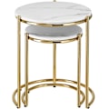 Miniatyrbillede 5 af 9: Sidebord Ellsa, marmorplade, stålramme - hvid/guld,Sæt med 2 stk. hvid/guld