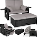 Miniatyrbillede 1 af 11: tectake Polyrattan havesofa Kreta med overtræk -  sort/grå Grey