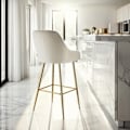 Miniatyrbillede 3 af 11: Barstol Avane med ryglæn, polstret, velour look - Sæt med 2 stk. creme/guld