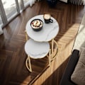 Miniatyrbillede 3 af 9: Sidebord Ellsa, marmorplade, stålramme - hvid/guld,Sæt med 2 stk. hvid/guld