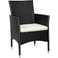 Miniatyrbillede 4 af 8: tectake 2 polyrattan havestole + hynder med 2 sæt betræk -  sort/beige Beige