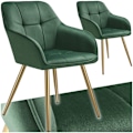 Miniatyrbillede 1 af 10: tectake Stol Marilyn, velour, quiltet -  mørkegrøn/guld Dark green
