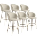 Miniatyrbillede 1 af 11: Barstol Luana, med rygstøtte, velour look - creme/guld,Sæt med 6 stk. creme/guld
