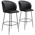 Miniatyrbillede 1 af 11: Barstol Luana, med rygstøtte, velour look - sort/sort,Sæt med 2 stk. Black