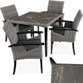 Miniatyrbillede 1 af 11: tectake Polyrattan havebord Taranto med 4 stole Rosarno -  grå Grey