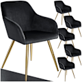 Miniatyrbillede 1 af 9: tectake Stol Marilyn velour, guld -  sort/guld Gold