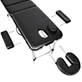Miniatyrbillede 3 af 10: tectake Massagebriks med 2 zoner, polstring, massageruller og aluminiumsstel -  sort Black