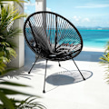Miniatyrbillede 3 af 11: tectake 2 Havestole Santana med bord -  sort Black