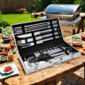 Miniatyrbillede 7 af 9: tectake Grillbestik 18 dele rustfrit stål Grey