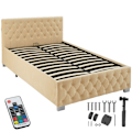 Miniatyrbillede 1 af 11: Sengeramme med LED-strips og opbevaring - beige,120 x 200 cm Beige