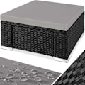 Miniatyrbillede 1 af 9: tectake Polyrattan puf med hynde -  sort/grå Grey