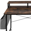 Miniatyrbillede 8 af 9: tectake Skrivebord med hylde og stofpose -  Industrielt mørkt træ, rustikt Dark brown