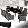 Miniatyrbillede 1 af 11: tectake Polyrattan loungesæt Menorca -  grå Grey