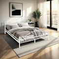 Miniatyrbillede 6 af 6: tectake Sengeramme med lamelbund, Klassisk - 200 x 180 cm White